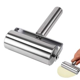 1pc, Baker Roller, 360 Degree Rolling Baker Roller, Stainless Steel Roller For Baking, Creative Stainless Steel Dough Roller, Non-stick Pastry Roller (Color: Silver-L)